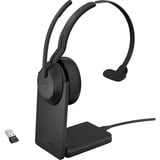 Jabra Evolve2 55, Incl. oplaadstandaard on-ear headset Zwart, Mono, Microsoft Teams, USB-A, Link380a