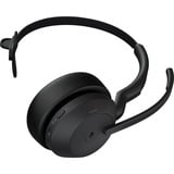 Jabra Evolve2 55, Incl. oplaadstandaard on-ear headset Zwart, Mono, Microsoft Teams, USB-A, Link380a