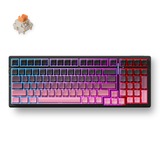 MCHOSE G98 Pro Black Pink Flame Orange Wireless Tri-Mode Custom Mechanical RGB gaming toetsenbord Zwart, US lay-out (QWERTY), TTC Flame Orange, 98%, RGB, Hot swap, Side engraved PBT, draadloos / Bluetooth / USB-C