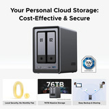 UGREEN DXP2800 incl. 2x Seagate IronWolf 4 TB harde schijf nas Grijs, 2,5GbE, HDMI, USB-C