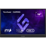 ViewSonic VX1654 draagbare gaming monitor 16" Zwart, 1x Micro HDMI, 2x USB-C, 144 Hz