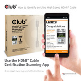 Club 3D Gecertificeerde actieve optische Ultra High Speed HDMI 2.1 kabel Zwart, 10 meter, 8K