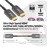 Club 3D Ultra High Speed AOC HDMI 2.1 gecertificeerde unidirectioneel kabel male-male Zwart, 10 meter, 4K 120Hz, 8K 60Hz, 48Gbps