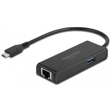 DeLOCK USB-C Adapter naar 2,5 Gigabit Lan met USB-A female Zwart