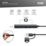 Digitus USB 3.0 hub 4-poorts, Slim Line usb-hub Zwart