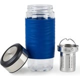 Emsa Tea Mug Thermosbeker 0,4 Liter Blauw/transparant, Glas, schroefdop