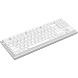 HelloGanss HS87T White, toetsenbord Wit, US lay-out, Cherry MX Silent Red, TKL, RGB leds, PBT Doubleshot keycaps, hot swap, 2,4 GHz / Bluetooth / USB-C