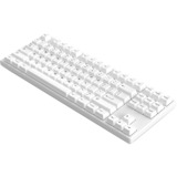 HelloGanss HS87T White, toetsenbord Wit, US lay-out, Cherry MX Silent Red, TKL, RGB leds, PBT Doubleshot keycaps, hot swap, 2,4 GHz / Bluetooth / USB-C