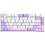 Hello Ganss HS75T GC09, toetsenbord Wit/paars, US lay-out, Gateron Yellow, 75%, RGB leds, PBT Doubleshot keycaps, hot swap, 2,4 GHz / Bluetooth / USB-C