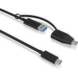 ICY BOX IB-CB033 USB-C > USB-A en USB-C kabel Zwart, 0,35 meter