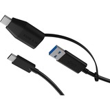 ICY BOX IB-CB033 USB-C > USB-A en USB-C kabel Zwart, 0,35 meter