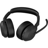 Jabra Evolve2 55, Incl. oplaadstandaard on-ear headset Zwart, Stereo, UC, USB-A, Link380a