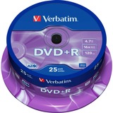 Verbatim DVD+R 4,7 GB Matt Silver blanco dvd's 25 stuks