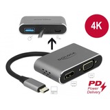 DeLOCK USB-C > HDMI + VGA adapter Grijs, 0,12 meter