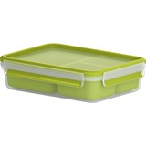 Emsa Clip & Go Snackbox 1,2 L lunchbox Lichtgroen/transparant, Met 3 extra inzetstukken