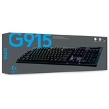 Logitech G915 LIGHTSPEED Wireless RGB Mechanical Gaming Keyboard Zwart, US lay-out, GL Linear, RGB leds, Bluetooth