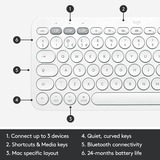 Logitech K380 for Mac Multi-Device Bluetooth Keyboard - Wit, toetsenbord Wit, US lay-out, Bluetooth