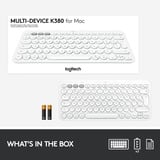 Logitech K380 for Mac Multi-Device Bluetooth Keyboard - Wit, toetsenbord Wit, US lay-out, Bluetooth