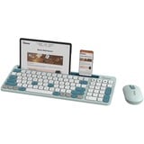 Qware Florence Draadloze Combo desktopset Lichtgroen, EU lay-out (QWERTY), Scissor switches, 80% (TKL)	, 1200 DPI, 2,4 GHz USB | Bluetooth