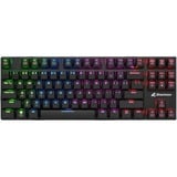 Sharkoon PureWriter TKL RGB, gaming toetsenbord Zwart, US lay-out, Kailh Choc Low Profile Red, RGB leds, TKL