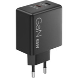 Lenovo 65W Dual USB-C GaN oplader Zwart, 2x USB-C, Power Delivery