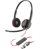 Poly Poly Blackwire 3220 Stereo USB-C Headset on-ear  Zwart, Incl. USB-C/A adapter