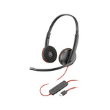 Poly Poly Blackwire 3220 Stereo USB-C Headset on-ear  Zwart, Incl. USB-C/A adapter