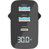 Sitecom 30 W GaN Power Delivery wandoplader met led-scherm Zwart