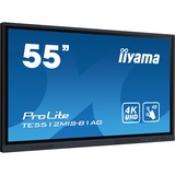 iiyama Prolite TE5512MIS-B1AG 55" 4K Ultra HD Public Display Zwart, 4K UHD, Touch, WiFi, VGA, HDMI, USB-C, LAN, Audio