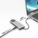ACT Connectivity USB-C 4K docking station voor 1 HDMI monitor, ethernet, USB-A, PD pass-through Grijs