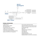 ACT Connectivity USB-C 4K docking station voor 1 HDMI monitor, ethernet, USB-A, PD pass-through Grijs