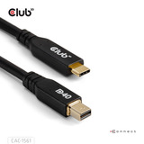 Club 3D USB-C naar MiniDisplayPort DP40 bidirectioneel adapter Zwart, 2 meter, Vesa-gecertificeerd
