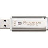 Kingston IronKey Locker+ 50 64 GB usb-stick Aluminium, USB-A 3.2 Gen 1 (5 Gbit/s)