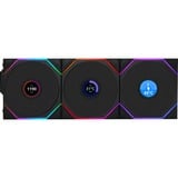 Lian Li UNI FAN TL120 LCD Reverse Blade Wireless Triple Pack case fan Zwart, 4-pin PWM + 1x 9-pin USB, Incl. controller