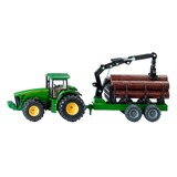 SIKU Tractor met boomstam aanhangwagen Modelvoertuig 
