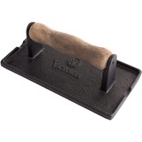 Victoria Gietijzeren bacon en vlees pers met houten handvat, geëmailleerd 21 x 11 cm