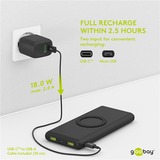 goobay Wireless Powerbank 10.000mAh Zwart, USB-C PD, QC 3.0, 10.000 mAh