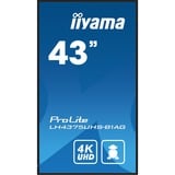 iiyama Prolite LH4375UHS-B1AG 42.5" 4K UHD monitor Zwart, HDMI, DisplayPort, RJ45 (LAN), Audio, USB, Android