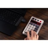 8BitDo NES Bundel, desktopset Grijs/donkerrood, US lay-out, Kailh Box White, TKL, PBT keycaps, Bluetooth Low Energy, Wireless 2.4G, USB
