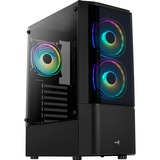 Aerocool Quantum v2 Tower-behuizing Zwart/grijs | USB-A 2.0 | 2x USB-A 3.2 (5 Gbit/s) | 2x Audio | Window-kit