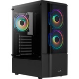 Aerocool Quantum v2 midi tower behuizing Zwart/grijs | 3x USB-A | RGB | Window