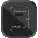 Belkin BOOSTCHARGE PRO 2-poorts USB-C GaN-wandlader met PPS (45 W) Zwart