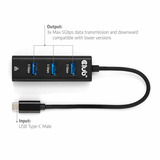 Club 3D USB‑C 3.2 Gen 1 naar 3x USB‑A + Ethernet dockingstation Zwart