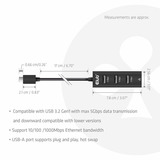 Club 3D USB‑C 3.2 Gen 1 naar 3x USB‑A + Ethernet dockingstation Zwart