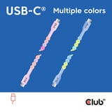 Club 3D USB-C Beaded Cable Pink, 2 meter kabel Roze