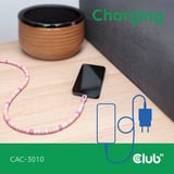 Club 3D USB-C Beaded Cable Pink, 2 meter kabel Roze