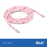 Club 3D USB-C Beaded Cable Pink, 2 meter kabel Roze