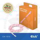 Club 3D USB-C Beaded Cable Pink, 2 meter kabel Roze