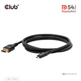 Club 3D USB-C naar DisplayPort 2.1 kabel Zwart, 2 meter