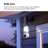 Imou Bulb Cam 2K beveiligingscamera Wit, E26/E27 universele schroeffitting